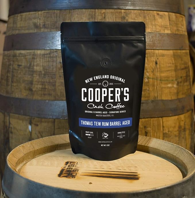 Rum Barrel Aged Coffee - Single Origin Rwanda Coffee Beans Aged in Thomas Tew RUM Barrels - 2lb Bags, Ground Coffee