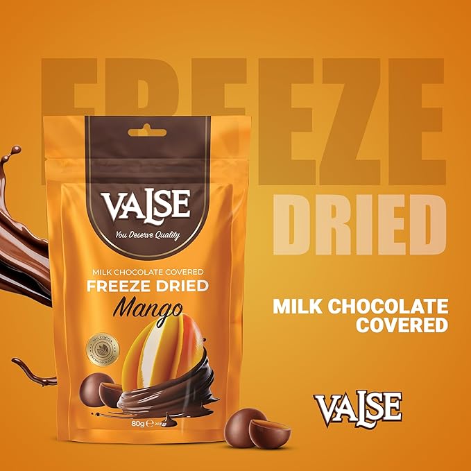 Chocolate Covered Mango, Milk Chocolate Covered Freeze Mango, 2.8 oz Chocolate Covered Fruit, Chocolate Dipped Mango (Mini, Mango)