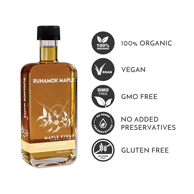 Runamok Ginger Root Infused Maple Syrup - Authentic & Real Vermont Maple Syrup | Gluten Free & Natural Sweetener | Great for Cooking, Tea & Cocktails | 8.45 Fl Oz (250mL)