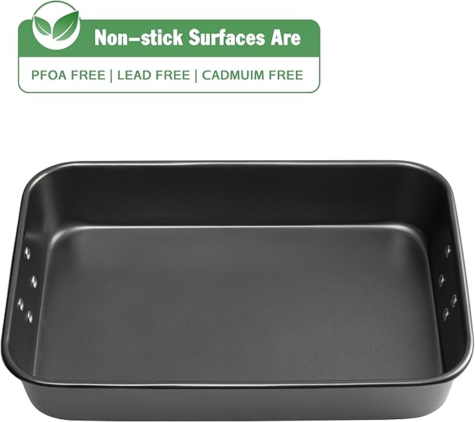 Tiawudi Lasagna Pan with Handles, 15x10x3 Inch Bakeware for Oven, Nonstick Rectangular Roasting Pan, Deep Baking Dish for Cake and Brownie, Heavy Duty