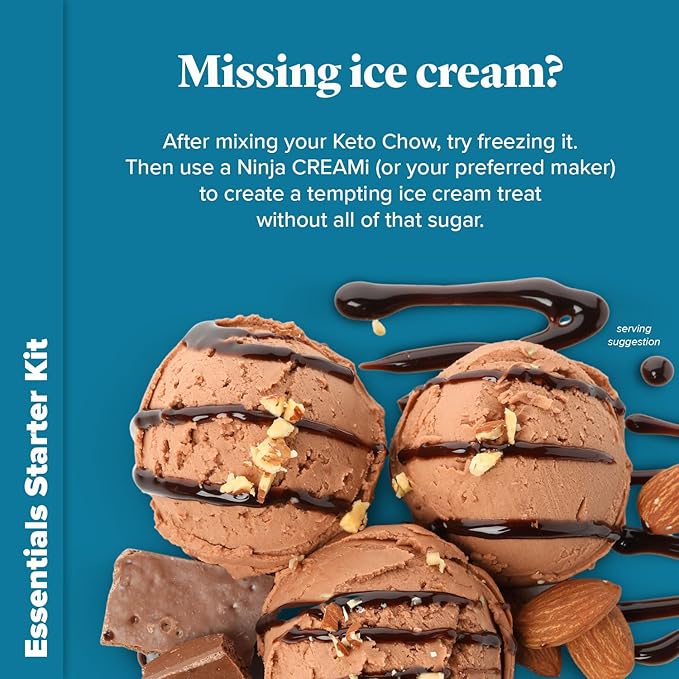 Keto Chow Essentials Kit - Keto Meal Replacement Shake Powder - Nutritionally Complete - Low Carb Shakes - Delicious Easy Meal Substitute - Protein Rich Keto Food You Choose The Fat - Single Meal