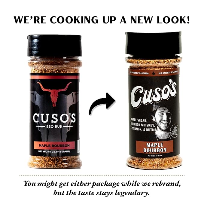 Cuso Cuts Maple Bourbon Rub BBQ Seasoning - All-Natural Steak Seasoning - Spices for Grill, Marinade & Smoking - 1 Count BBQ Rub - 5 oz bottle