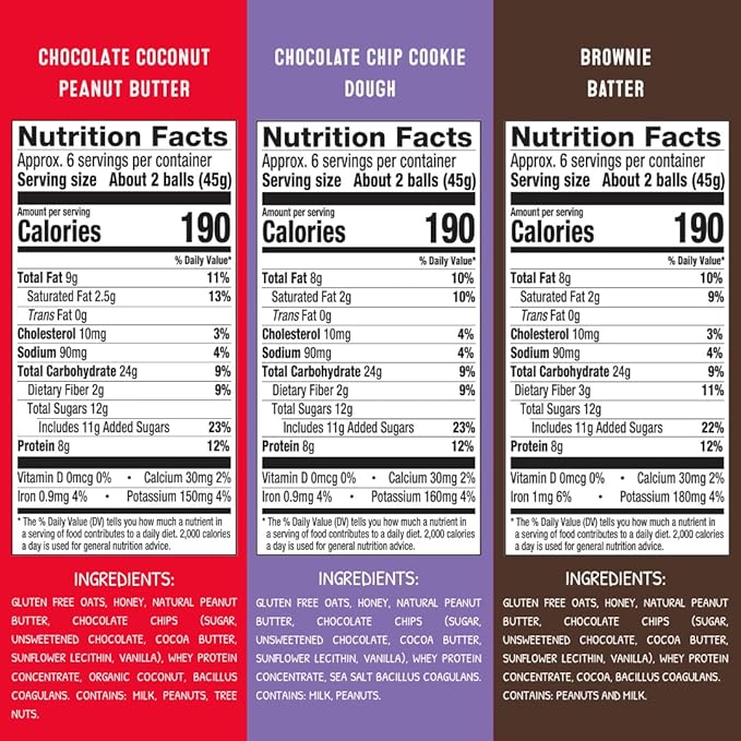 simplyFUEL Chocolate Protein Ball Variety Pack - Whole Food Balls with Probiotics - 8g Protein Snack - Gluten Free Energy Balls (3 Packs)