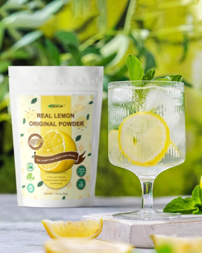 ORGFUN Original Lemon Powder, Freeze Dried Lemon Juice Powder, Great for Beverages, Smoothies, Baking 7.06 Oz