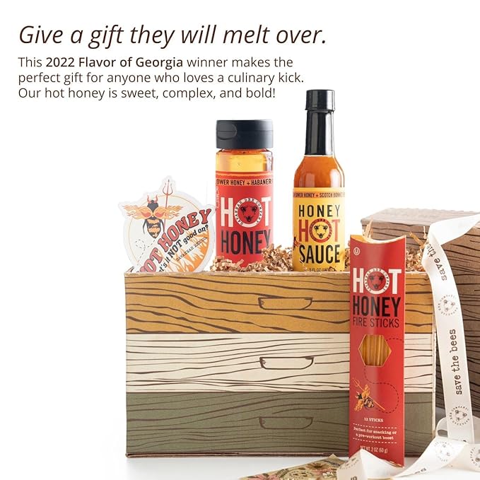 Savannah Bee Company Hot Honey Gluten Free and 100% Pure Honey Infused with Sweet Wildflower- Heat from Scotch Bonnet and Habanero Peppers 12 oz Squeeze Bottle