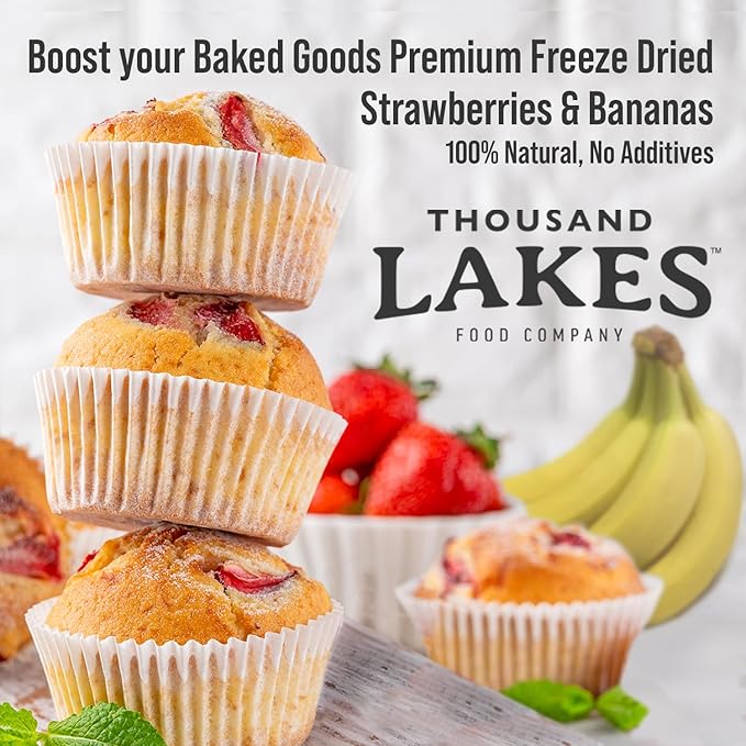 Thousand Lakes Freeze Dried Fruit - Strawberries and Bananas - 3 oz | No Sugar Added | 100% Fruit | Sliced for Snacking