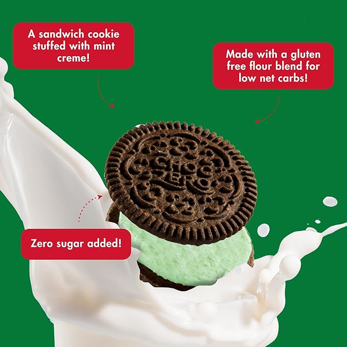 ChocZero Mint Dunkies ??Mint Creme Chocolate Sandwich Cookies, Sugar Free, Keto Friendly, Low Net Carb, High Fiber, Gluten Free ??9oz Box