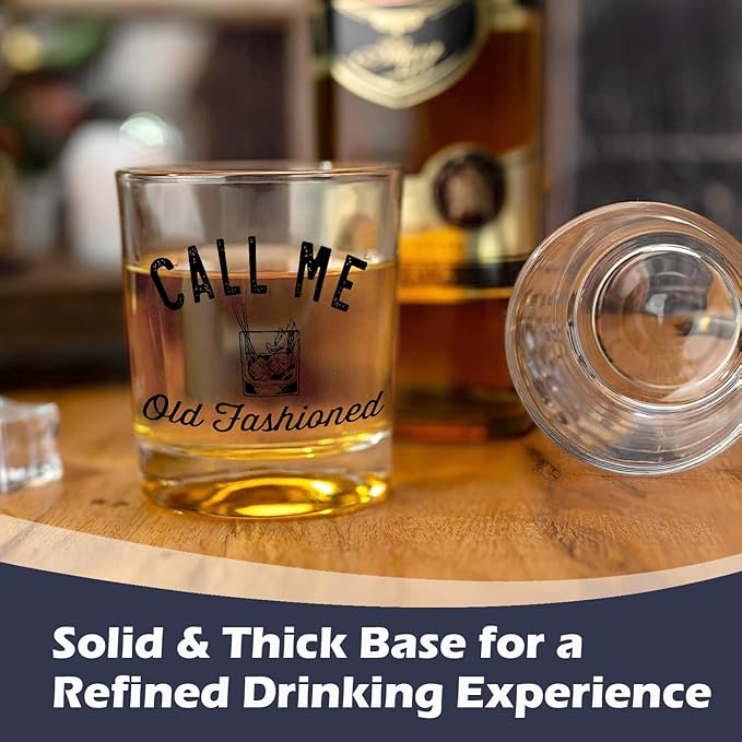 Call Me Old Fashioned Whiskey Glasses 10 oz, Gifts for Cocktail Lovers, Funny Old Fashioned Rocks Glasses for Women Men Drinking Scotch Bourbon Cocktail Liquor Vodka