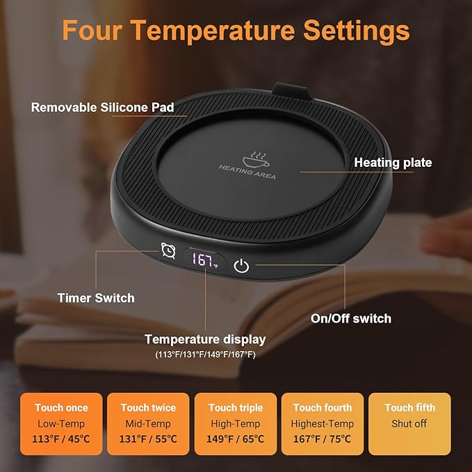Coffee Mug Warmer & You are Awesome Mug Set, Electric Cup Warmer for Desk Office Home, Beverage Warmer with 4 Temperature Setting, 8-Hours Auto Shut Off, Best Birthday Present Ideas for Women Man