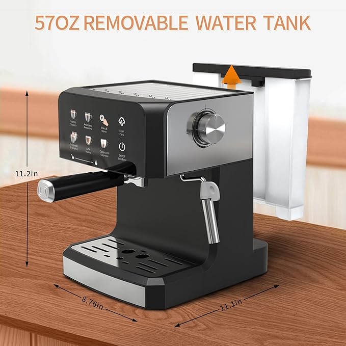 Espresso Machine with Steam Milk Frotherç«?0 Bar Expresso Coffee Machines for Home-Espresso Maker with 52oz Water Tank-Barista Coffee Maker for Americano Cold Brew Latte Cappuccino
