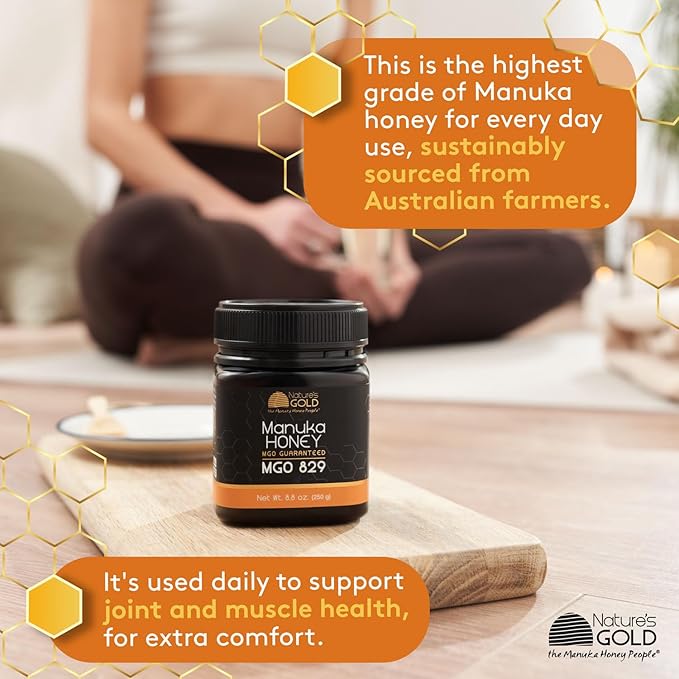 Nature’s Gold Raw Manuka Honey, MGO 829+ | Authentic MGO, Australian Honey, Non-GMO, 100% Pure Genuine Traceable from Hive to Home