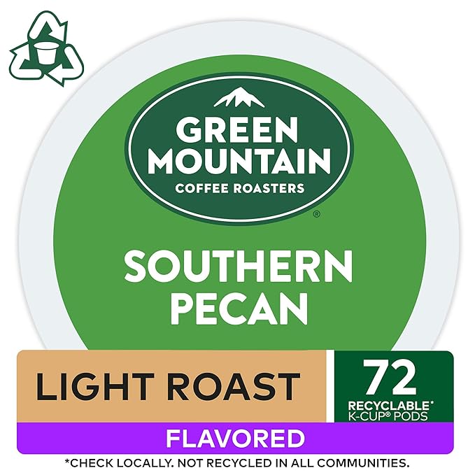 Green Mountain Coffee Roasters Southern Pecan Keurig Single-Serve K-Cup pods, Light Roast Coffee, 72 Count