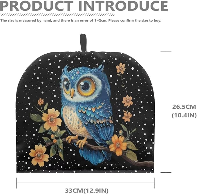 Blue Owl Pattern Tea Cozy for Teapot Dome Teapot Cover Customized Teapot Covers Cozy for Teapot with Handle Dust Cover Kitchen Kettle Dust Cover Can Hung and Folded 竊뉰lack竊?"<div>