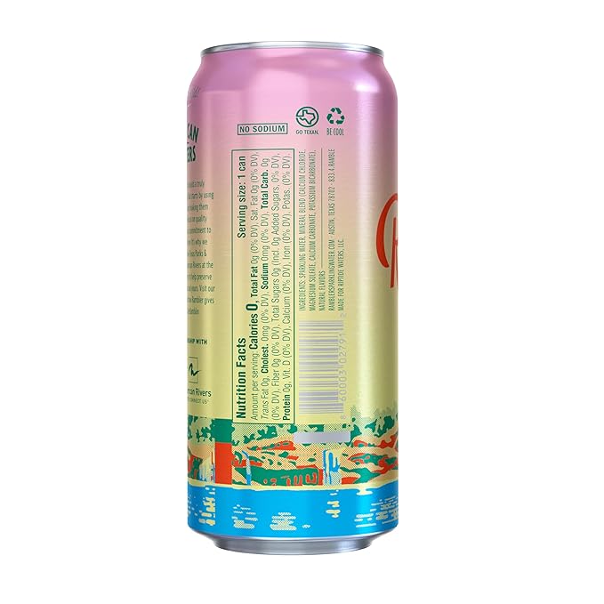 AUTX RAMBLER Sparkling Water, Texas Limestone Mineral Blend, Grapefruit Flavor, 16-Ounce Tallboy Cans, 12-Pack