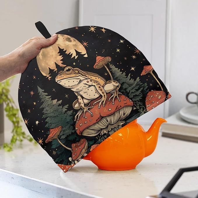 Generic Hudotybom Mushroom Frog Tea Cozy for Teapot Insulated Large Teapot Cover to Keep Warm Tea Kettle Cover Machine Washable Coffee Pot Cloth Covers Kitchen Home Decorations, CZA49