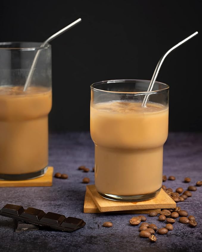 LEMONSODA Stackable Iced Coffee Glasses Set of 6, 48-15 and 21oz Drinking Glasses for Lattes, Tea, Coffee, and Water (15oz, Set of 6)