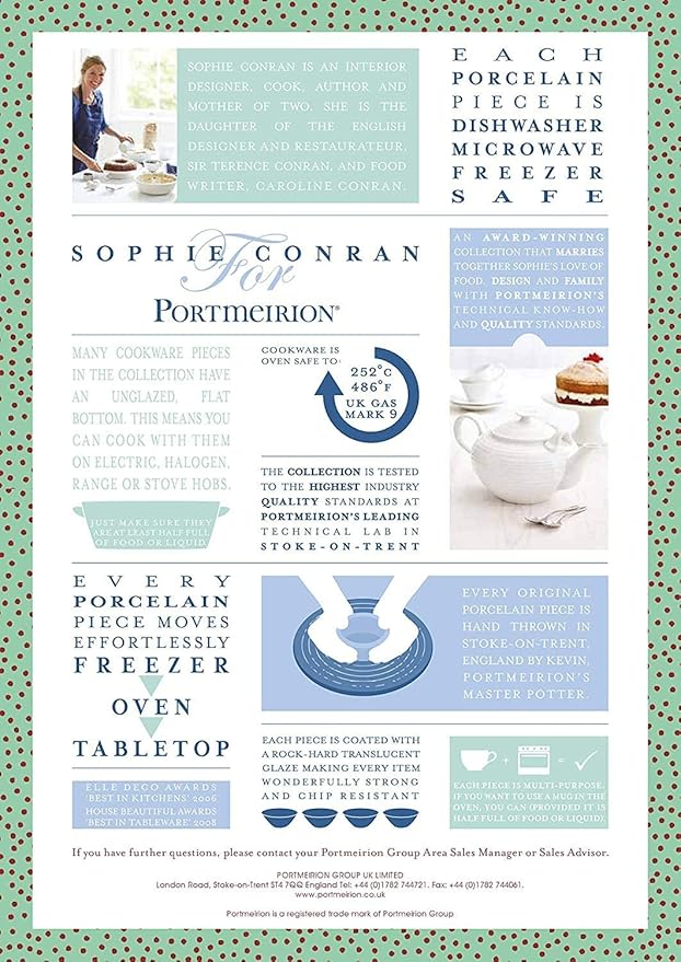 Portmeirion Sophie Conran Low Covered Dish | 3 Qt. White Round Serving Dishware | Made from Fine Porcelain | Dishwasher and Microwave Safe | Perfect for Casserole