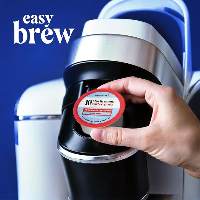 Shroomzup Mushroom Coffee K Cups 12 Pods - 10 Mushroom Coffee with Ashwagandha and Shilajit - Dark Roast Single Serve K-Cup Pods