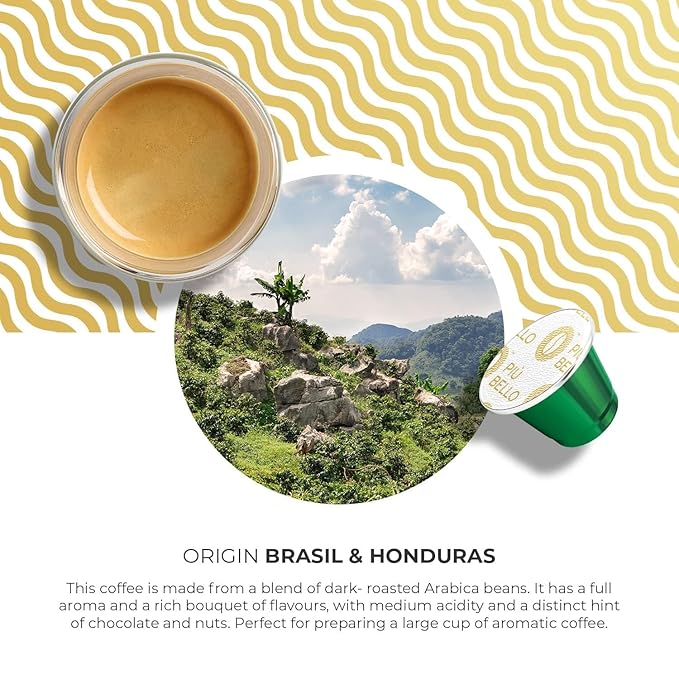 Piu Bello Espresso Coffee Pods for Nespresso Original Machines ??Light Roast Variety Pack ??3 Flavors: Chocolate, Nuts, Sweet Caramel ??Rich & Balanced Taste ??Kosher Certified (3-Flavor Multipack, 120 Count)