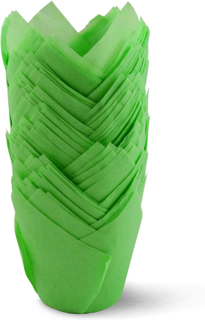 SimpleGood Green Medium Size Tulip Baking Cups Cupcake Liners Muffin Liners Greaseproof Paper 100
