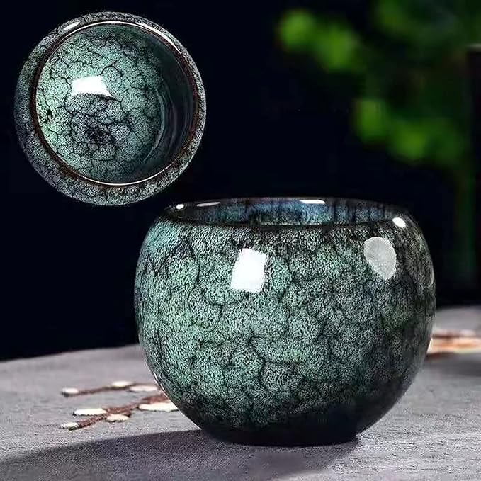 MQjzsh Chinese Japanese Traditional Ceramic Tea Cups, Mini Ceramic Kung Fu Tea Cups, Mate Cup Set, Tea, Espresso, 4-Piece Set for Home, Outdoor and Office