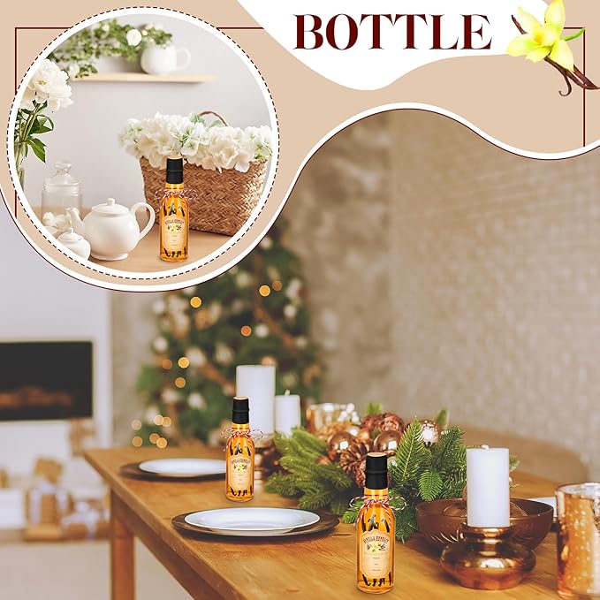 Tioncy 16 Pcs Vanilla Extract Bottles for Homemade Vanilla Jar Glass Bottle with Cap, Shrink Band, Sticker Syrup Gift Food Storage Canister for Bean Sauce Spice(Black,5 oz)
