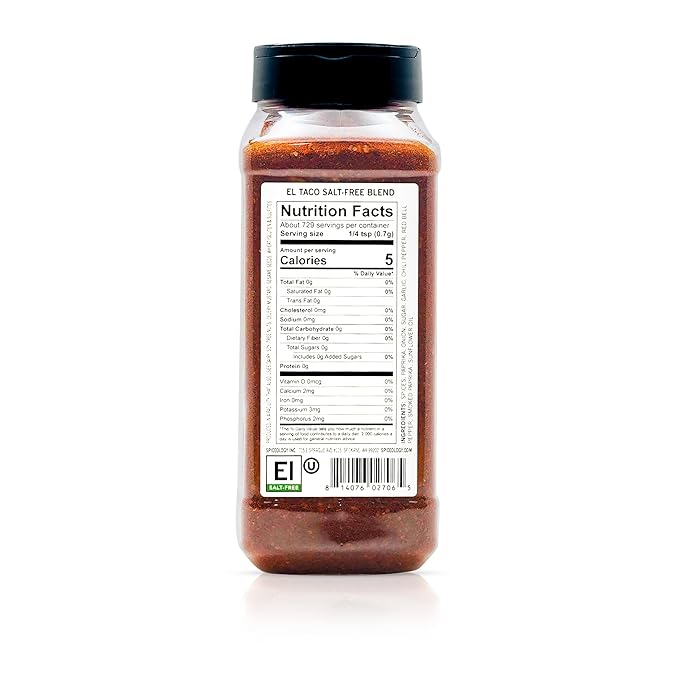 Spiceology - El Taco Salt-Free Taco Seasoning - Mexican Spice Blend - Use On: Tacos, Fajitas, Chicken, Beef, and Veggies - 18 oz