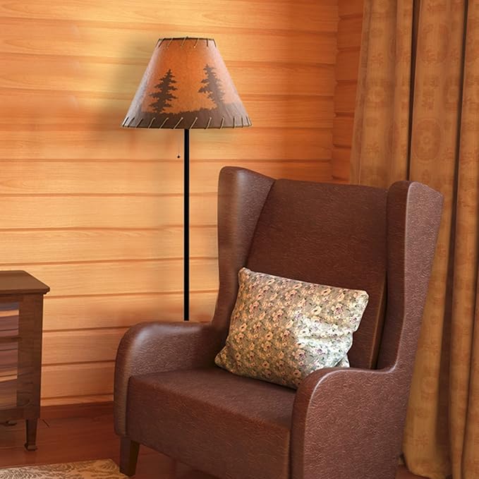 Catalina Lighting 19910-000 Rustic Cabin Lodge Floor Lamp, Standing Lamp, Living Room Light for Cabin or Home, LED Bulb NOT Included, 58", Brown Print