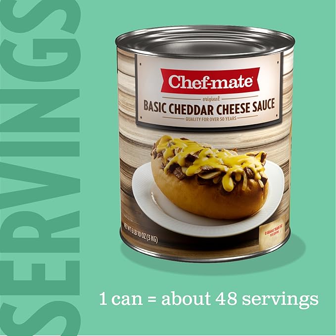 Chef-mate Basic Cheddar Cheese Sauce, Canned Food for Mac and Cheese, 6 lb 10 oz (#10 Can Bulk)