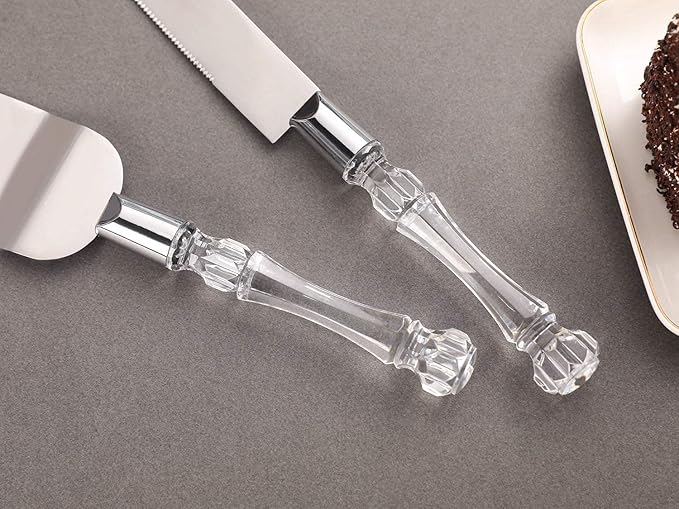 AW BRIDAL Personalized Wedding Cake Knife and Server Set, Silver Cake Cutter Set for Wedding Birthday, Pie Server Gift for Bride and Groom//DK2201CPP04//