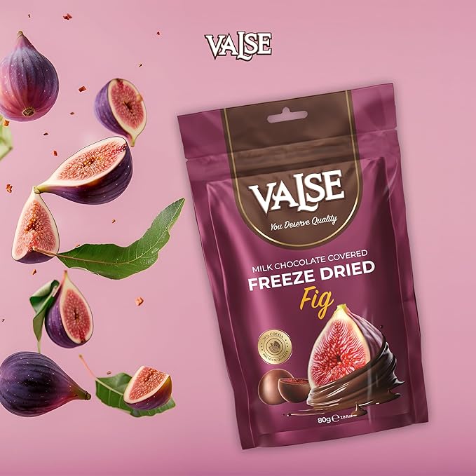 Chocolate Covered Fig, Milk Chocolate Covered Freeze Dried Fig, 2.8 oz Chocolate Covered Fruit, Chocolate Dipped Fig (Mini, Fig)