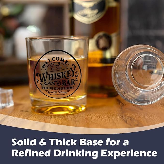 Whiskey Bar Glasses 10 oz, Whiskey Lovers Gifts, Whisky Gifts Old Fashioned Rocks Glasses for Women Men Drinking Scotch Bourbon Cocktail Liquor Vodka