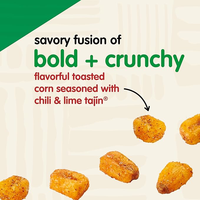 Snak Club Tajin Toasted Corn, Roasted Corn Nuggets with Chili and Lime Seasoning, Mild, Non-GMO, Gluten-Free, Kosher Snack, No Artificial Colors or Flavors, Low Cholesterol, 26 oz Resealable Bag