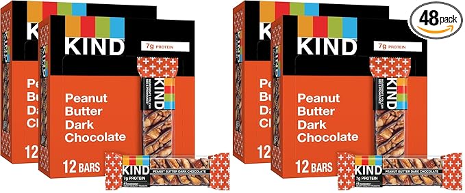 KIND Nut Bars, Peanut Butter Dark Chocolate, Healthy Snacks, Gluten Free, 8g Protein, 24 Count (Pack of 2)