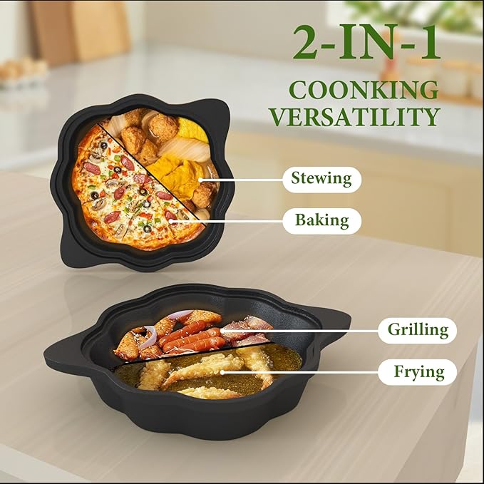 Cast Iron Saucepan & Chocolate Melting Pot, Small Sauce Pan & Tart Pan with Lid and Steamer, Garlic Roaster and Rice Pot for Baking, Grilling and Daily Cooking, Heavy Duty Multi-Functional Pot