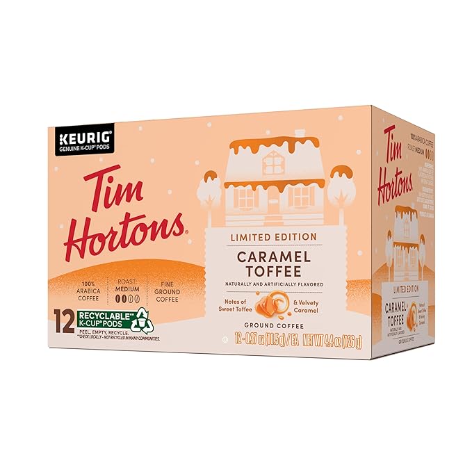 Tim Hortons 12ct KCUPs, Caramel Toffee Flavored 100% Arabica Coffee