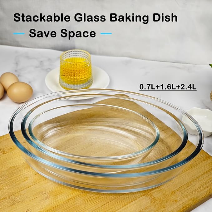 0.7L Glass Baking Dish for Oven, Borosilicate Glass Casserole Dish, Oval Oven Safe Glass Baking Pan