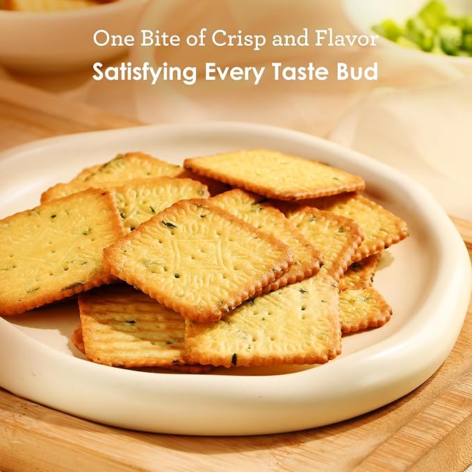 Vloong Green Onion Flavor Thin Crackers, Individual Packs with Versatile Flavors, Healthy Snacks, Thin & Crispy (1 Pack, 6.3 Ounce)
