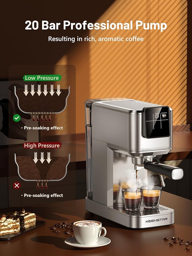 20Bar Espresso Machine with Rapid Cold Brew, Hot & Iced Coffee Machine, Espresso Maker with Milk Frother Steam Wand, Touch Screen with 40oz Water Tank for Latte, Cappuccino, Gift