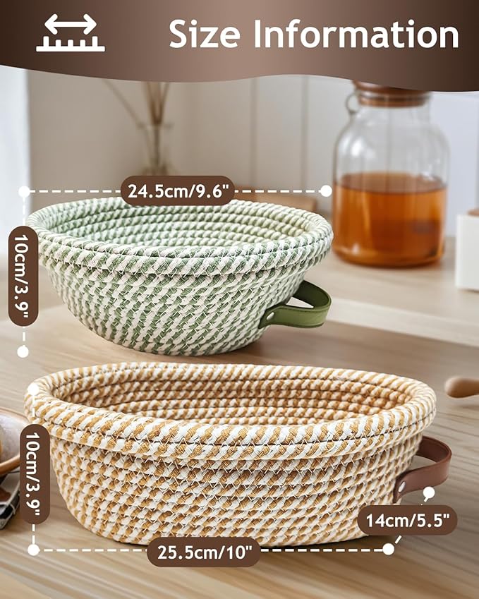 Banneton Bread Proofing Basket Set,Cotton Rope Sourdough Banneton Basket Oval Round, 10 inch Sourdough Bread Baking Supplies with 4 Liners, Handmade Proofing Bowls for Artisan Bakers Starter