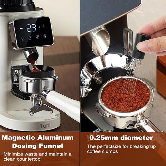 Espresso Accessories Kit 51mm, Coffee Tamper with Spring Loaded Calibration, 316 Stainless WDT Tool with Magnetic Stand and Dosing Funnel Set Fits Espresso Machine Press and 51mm Portafilters