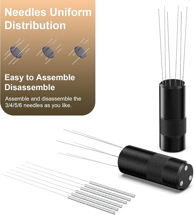 WDT Tool Espresso Distribution Tool, Coffee Distribution Tool with Magnetic Stand, Espresso Accessories with 6 Extra 過0.25mm Stainless Steel Needles for Barista (Light Black, H竊?.8 inches)