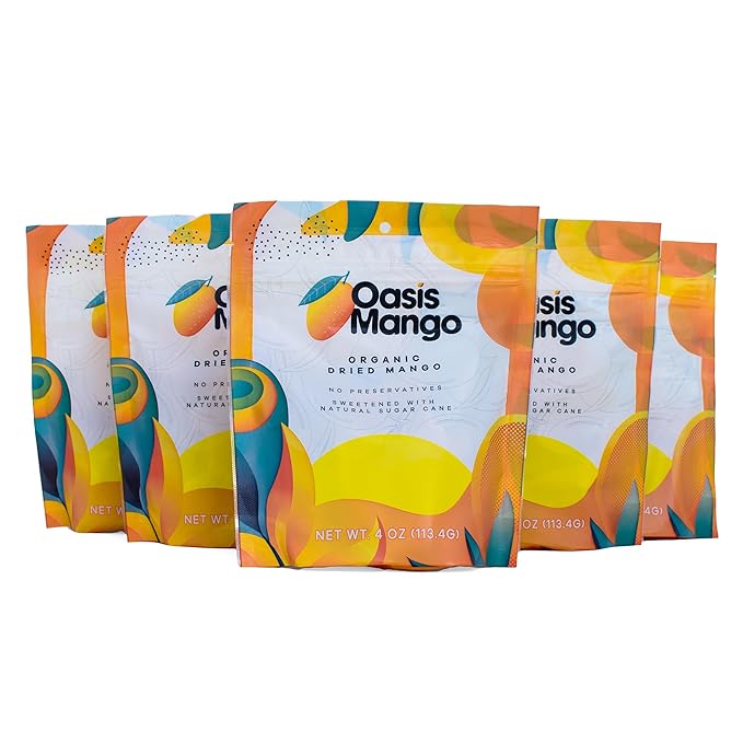 Oasis Mango - Organic Dried Mango, Low Sugar Added (Pack of 5-20 oz)