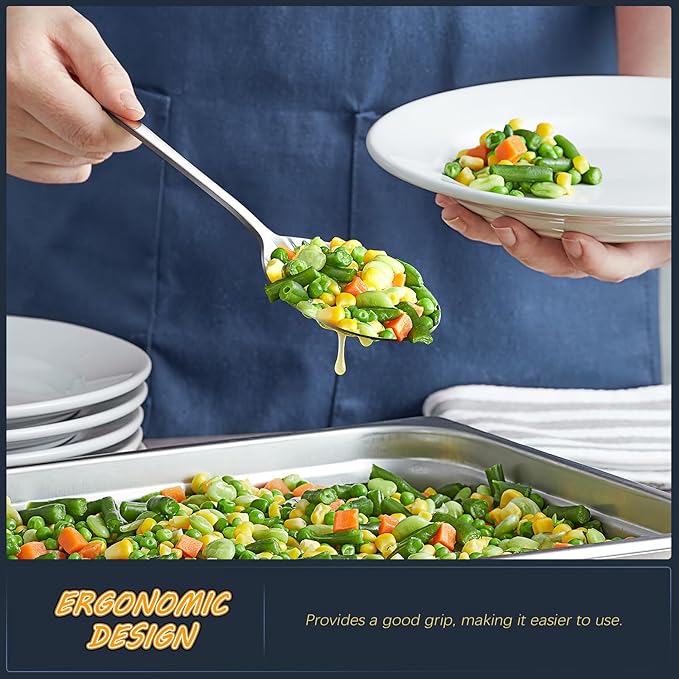Serving Spoons 4 Pieces, Slotted Serving Spoon Large Cutlery for Catering Buffet, Mirror Polished, Dishwasher Safe, 8.7 Inches