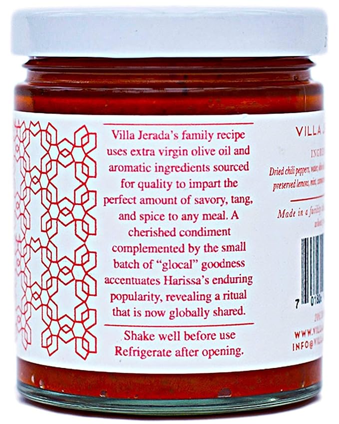Villa Jerada, Harissa No. 1, 6 oz, Fiery Moroccan Hot Sauce with Preserved Lemon, The Perfect Amount of Savory, Tang, and Spice to Any Meal, (HARISSA - 2 JARS)