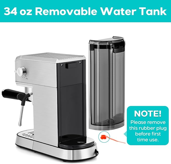 CASABREWS CM5418J Espresso Machine 20 Bar, Professional Espresso Maker with Milk Frother Steam Wand, Stainless Steel Cappuccino Latte Machine with 34oz Removable Water Tank and Touchscreen, Silver