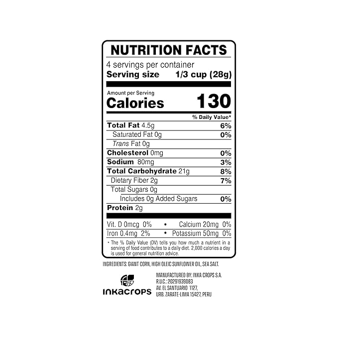 Inka Corn Nuts, Gluten Free Roasted Giant Corn, Original Flavor, 4 Ounce (Pack of 6)