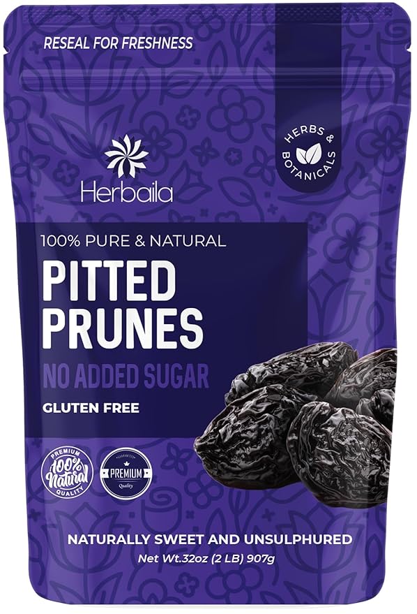 Prunes Pitted Unsweetened 2LBS, Dried Prunes for Constipation, Dried Plums Pitted Prunes, Naturally Sweet and Unsulphured, Dried Plums No Sugar Added, Dried Prunes Pitted Unsweetened 32oz