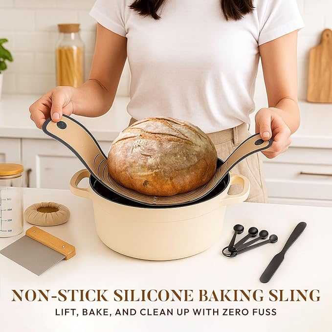 2 Pack Sourdough Starter Jar Kit ??24oz Sourdough Jars Set with Lids, 2 Bread Slings, Spatula Set, Scrappers Set, 5x Measuring Spoons & Starter Tools ??Essential Sourdough Bread Baking Supplies