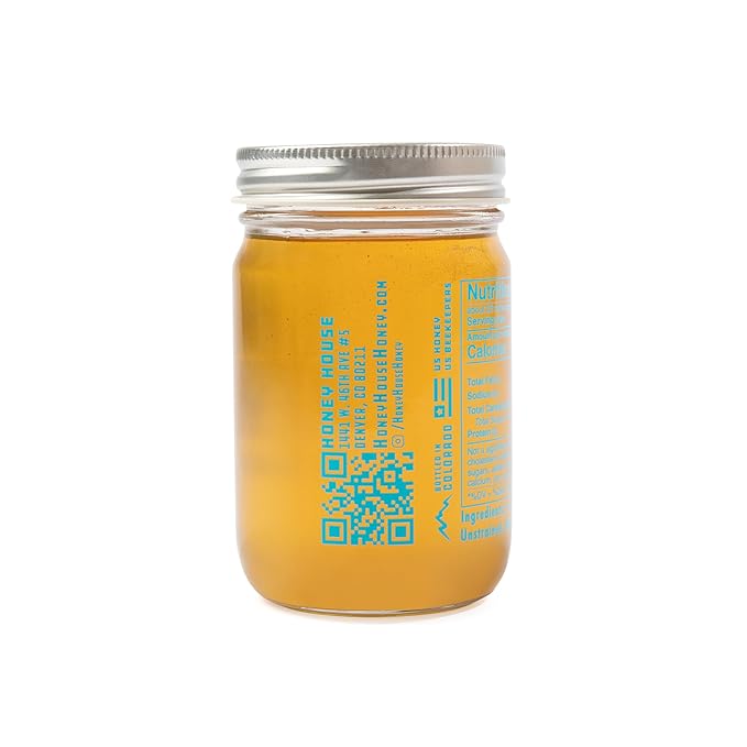 Honey House 100% Raw Clover | Pure & Unfiltered | Premium American-Sourced Natural Sweetener | 12oz Glass Jar | Nutrient-Rich | No Additives - (2 Pack)